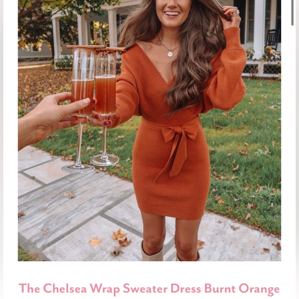 Pink Lily Wrap Sweater Dress XS burnt orange